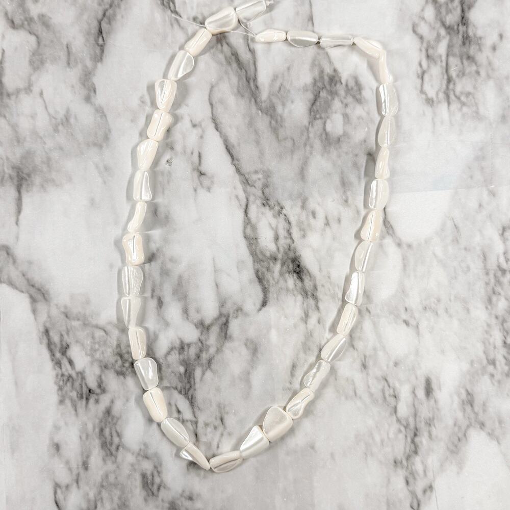 Mother Of Pearl Strand 22 inch For Jewelry Making Natural White Carved